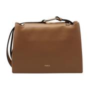 Schoudertas van generfd leder met handvat Furla , Brown , Dames