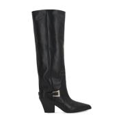 Zwarte leren enkellaarzen Paris Texas , Black , Dames