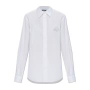 Katoenen shirt met geborduurd logo Moschino , White , Dames