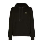 Jersey hoodie met merklabel Dolce & Gabbana , Black , Heren