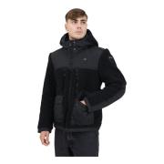 Zwarte Gewatteerde Jas met Bontafwerking Blauer , Black , Heren