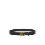 DG-logo Kalfsleren Riem met Gouden Hardware Dolce & Gabbana , Black , ...