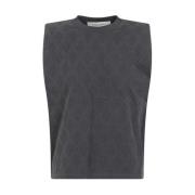 Grijze Rhombus Patroon Katoenen T-Shirt Golden Goose , Gray , Dames