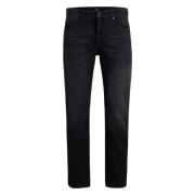 Klassieke Straight Leg Zwarte Denim Jeans Hugo Boss , Black , Heren