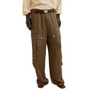 Cargo Broek Olijfgroen Multipocket Laurence Bras , Brown , Dames