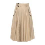 Beige Geplooide Omslagrok Sacai , Beige , Dames