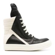 Zwarte Leren High Top Sneakers Rick Owens , Black , Dames