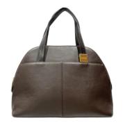 Pre-owned Leather handbags Burberry Vintage , Brown , Dames