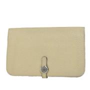 Pre-owned Leather wallets Hermès Vintage , Beige , Dames