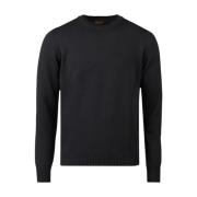 Chunky Merino Wool Crew Neck Sweater Stenströms , Black , Heren