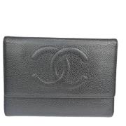 Pre-owned Leather wallets Chanel Vintage , Black , Dames