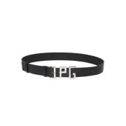 Zwarte leren riem met metalen letters Jean Paul Gaultier , Black , Her...