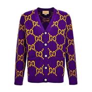 Stijlvolle Gebreide Cardigan Sweater Gucci , Purple , Heren