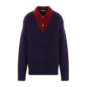 Blauwe Wol Mohair Polo Sweater Namacheko , Blue , Heren