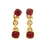 Pre-owned Fabric earrings Chanel Vintage , Red , Dames