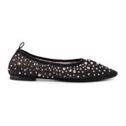 Rhinestone Mesh Ballerina's met Leren Detail Tory Burch , Black , Dame...