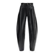 Barrel Leren Broek Agolde , Black , Dames