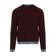 Bordeaux Azzurro Wool Pullover Gucci , Brown , Heren