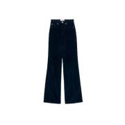 Donkerblauwe Flare Fit Wijde Broek Ami Paris , Blue , Dames