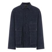 Blauwe Katoenen Denim Jas Lemaire , Blue , Heren