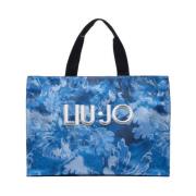 Gedrukte Denim Tote Tas Liu Jo , Blue , Dames