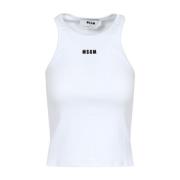 Witte Mouwloze Top van Katoenmix Msgm , White , Dames