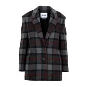 Tartan Wollen Blazer Msgm , Gray , Dames