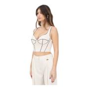 Witte Bustier met Zwarte Details Elisabetta Franchi , White , Dames