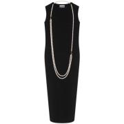 Elastische jurk met afneembare ketting Moschino , Black , Dames