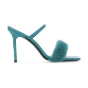 Turquoise Leren Ada Mules By FAR , Blue , Dames