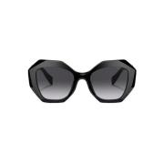 Geometrisch-Frame Driehoekig-Tempel Zonnebril Prada , Black , Dames