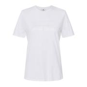 Katoenen Jersey T-shirt met Logo Borduurwerk Elisabetta Franchi , Whit...