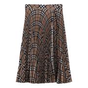 Geplooide Rok Burberry , Brown , Dames