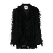 Zwarte Tweedjas met Franjes Noir Kei Ninomiya , Black , Dames