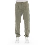 Chino broek met knoop en rits Baldinini , Green , Heren