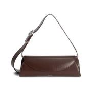 Bruin leren trapeze schoudertas Jil Sander , Brown , Dames