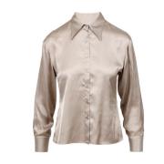 Satin Duifgrijs Overhemd Kaos , Beige , Dames