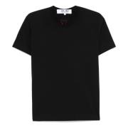 Rode Gebreide T-Shirt met Embleem Comme des Garçons Play , Black , Her...