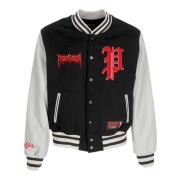 Zwarte Varsity College Jack Eco-Leren Mouwen Propaganda , Black , Here...