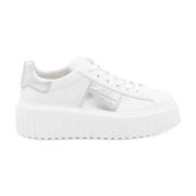 Witte Veterschoenen met Flatform Zool Hogan , White , Dames