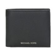 Zwarte Korrelige Leren Boekportemonnee Michael Kors , Black , Heren