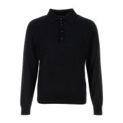 Puur Wol Lange Mouw Polo Tom Ford , Black , Heren