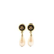 Pre-owned Metal earrings Chanel Vintage , Black , Dames