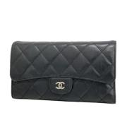 Pre-owned Leather wallets Chanel Vintage , Black , Dames