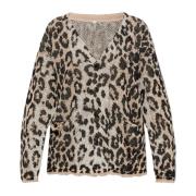 Cardigan met dierenprint R13 , Beige , Dames