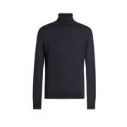 Luxe Cashmere-Zijde Turtleneck Trui Ermenegildo Zegna , Black , Heren