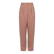 Wijde gabardine broek met riemlussen Ottod'Ame , Pink , Dames