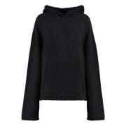 Gebreide wollen hoodie met omgeslagen randen MM6 Maison Margiela , Bla...