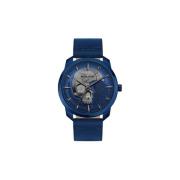 Blauw Leren Analoog Quartz Herenhorloge Police , Blue , Heren