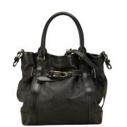 Pre-owned Leather handbags Burberry Vintage , Black , Dames